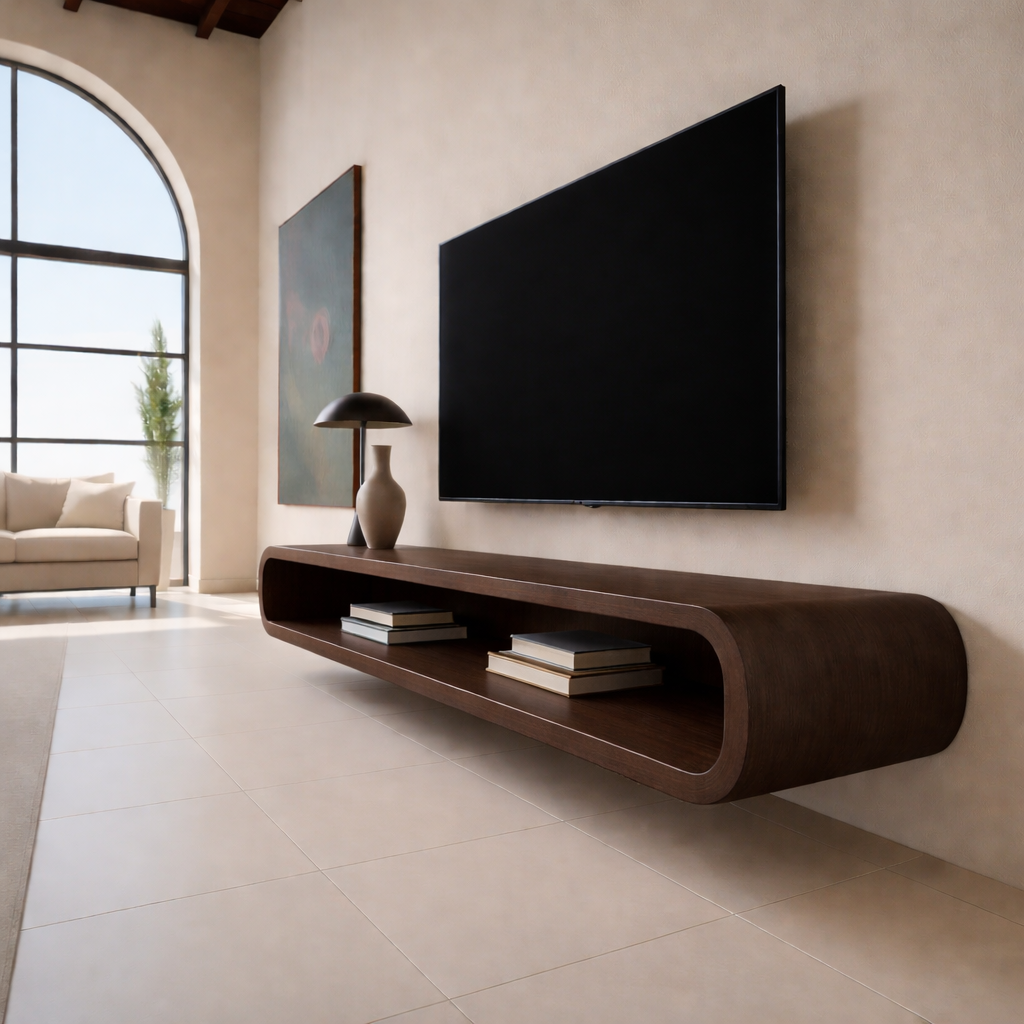 Modern Floating TV Stand Solid Wood – Sleek & Minimalist Design Kitchnce