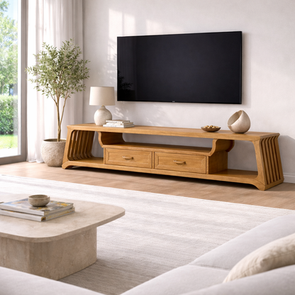 Modern Solid Wood TV Stand with Storage – Stylish & Functional TV Console Kitchnce