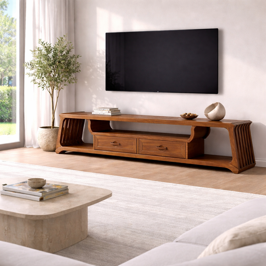 Modern Solid Wood TV Stand with Storage – Stylish & Functional TV Console Kitchnce