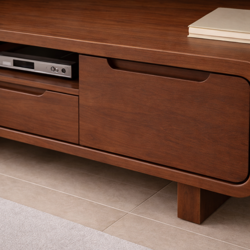 Modern Solid Wood TV Stand with Curved Design – Stylish TV Unit for Living Room Kitchnce