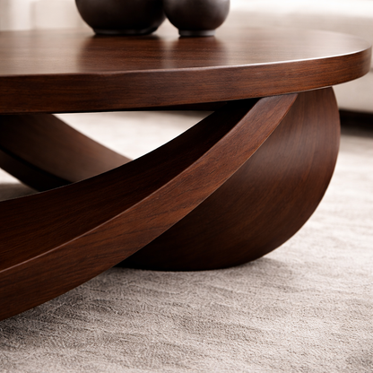 Sculptural Solid Wood Coffee Table – Modern Elegant Design for Living Rooms Kitchnce