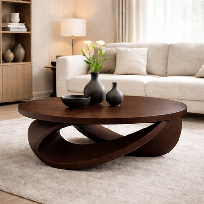 Sculptural Solid Wood Coffee Table – Modern Elegant Design for Living Rooms Kitchnce