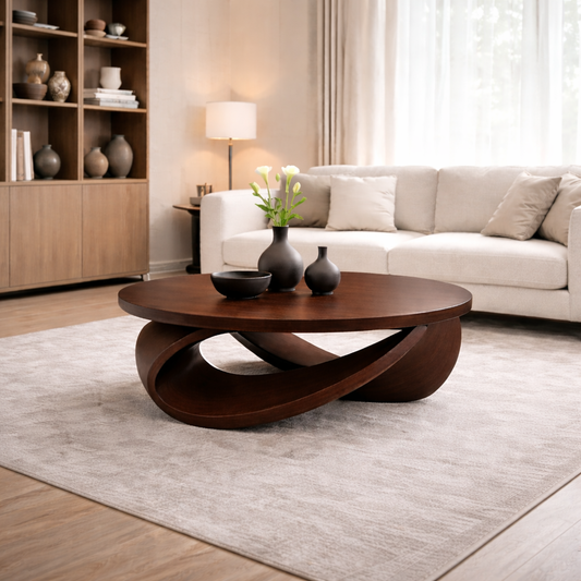 Sculptural Solid Wood Coffee Table – Modern Elegant Design for Living Rooms Kitchnce