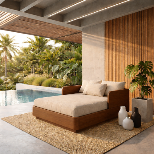 Solid Wood Daybed Frame with Side Backrest – Modern Minimalist Lounge Bed Kitchnce