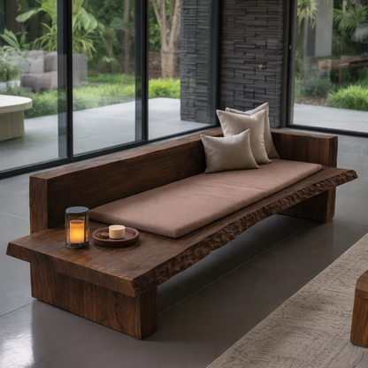 Solid Wood Live Edge Wooden Sofa Contemporary Rustic Style