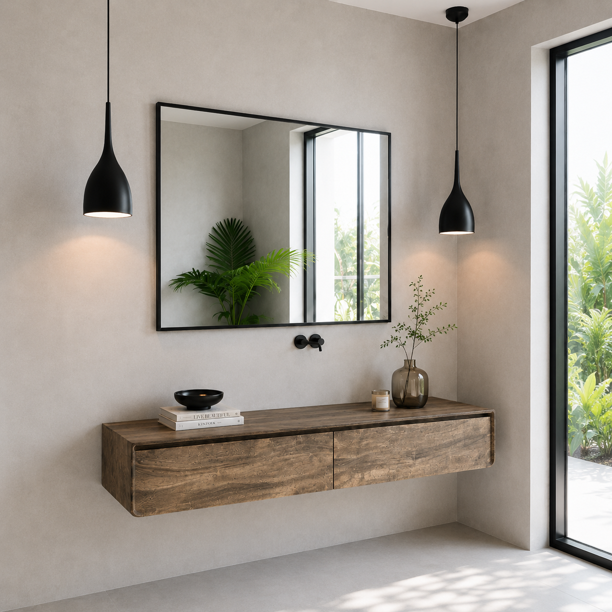 Modern Floating Bathroom Vanity with 2 Drawers