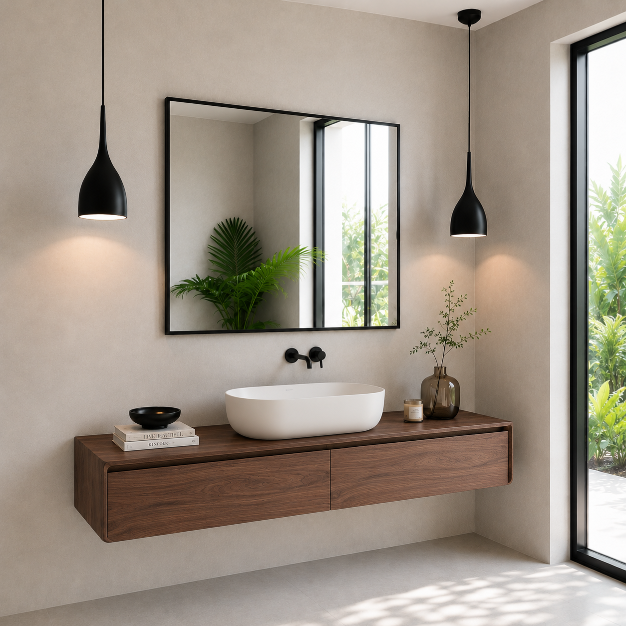 Modern Floating Bathroom Vanity with 2 Drawers