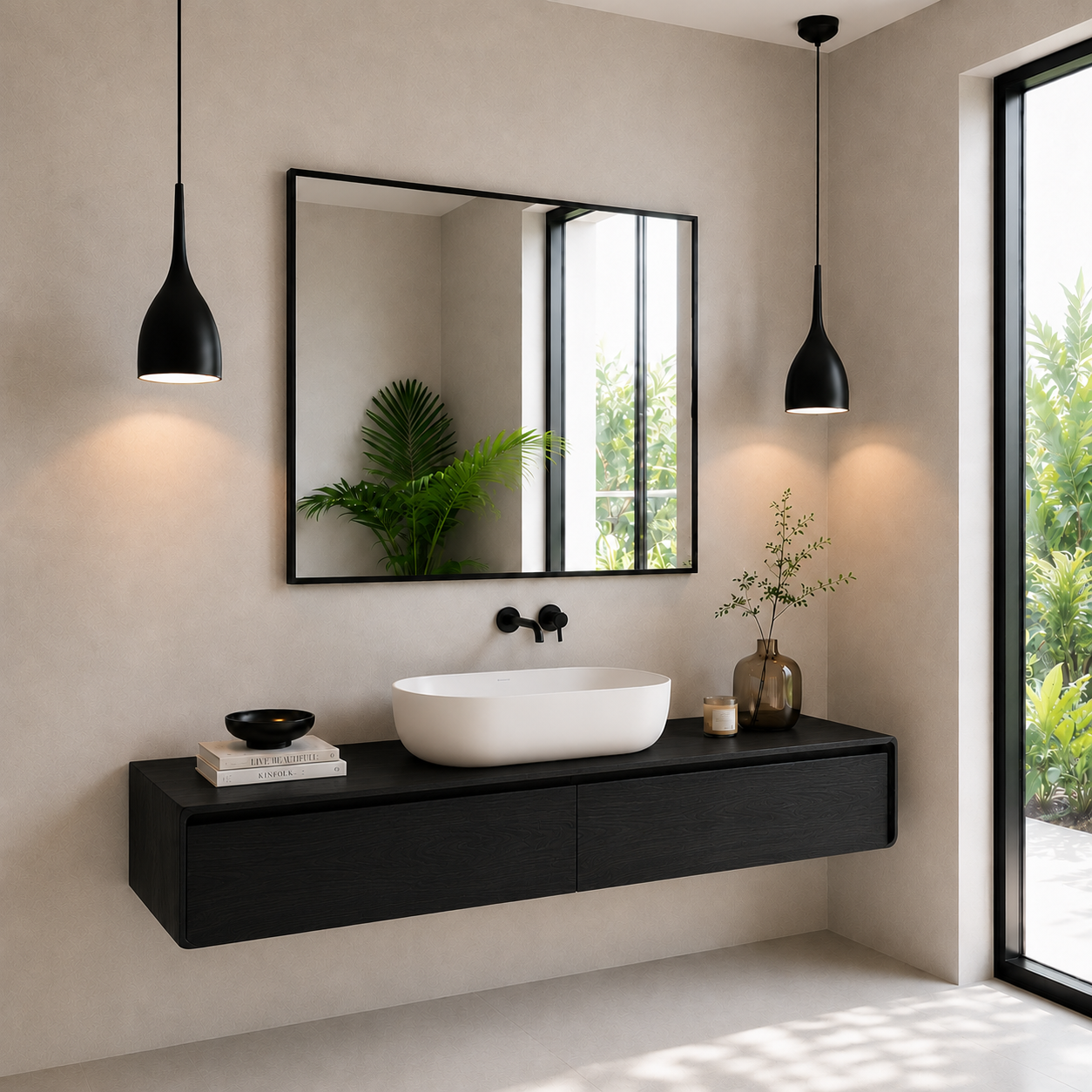 Modern Floating Bathroom Vanity with 2 Drawers