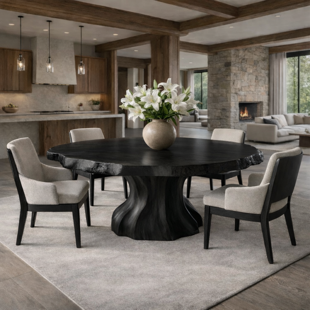 Handcrafted Round Wood Dining Table For Modern Homes