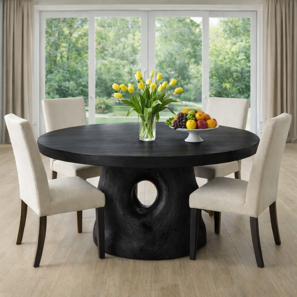 Handcrafted Round Solid Wood Dining Table for Modern Home Decor