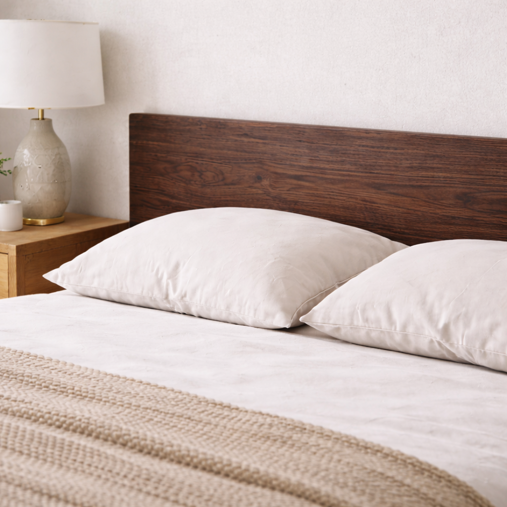Low Profile Solid Wood Platform Bed Frame with Minimalist Headboard