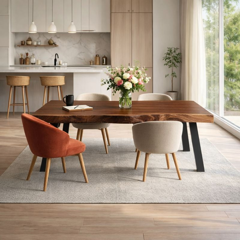 Live Edge Solid Wood Dining Table for Modern Interiors