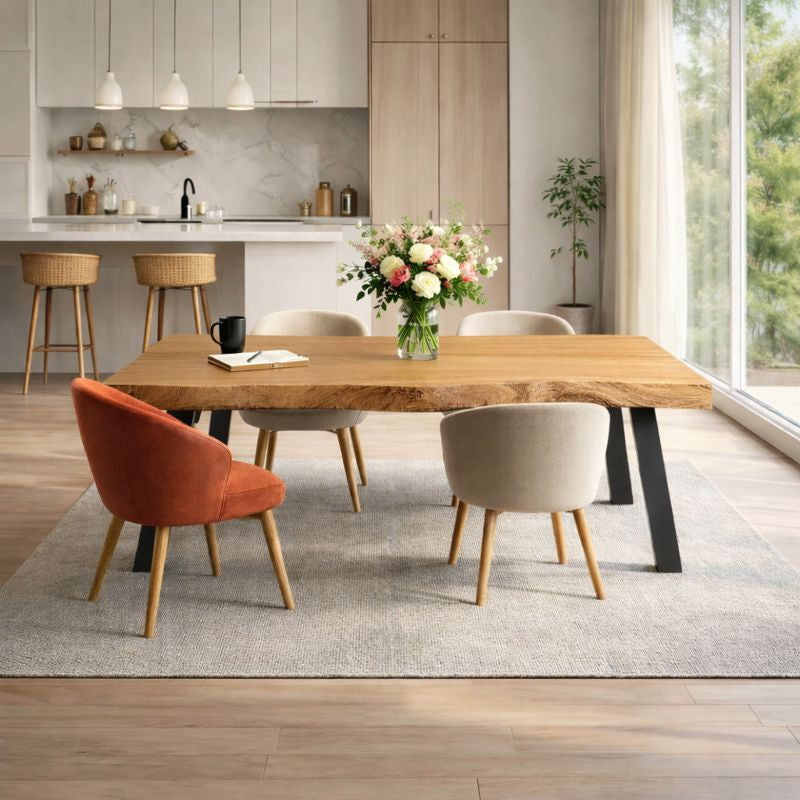 Live Edge Solid Wood Dining Table for Modern Interiors