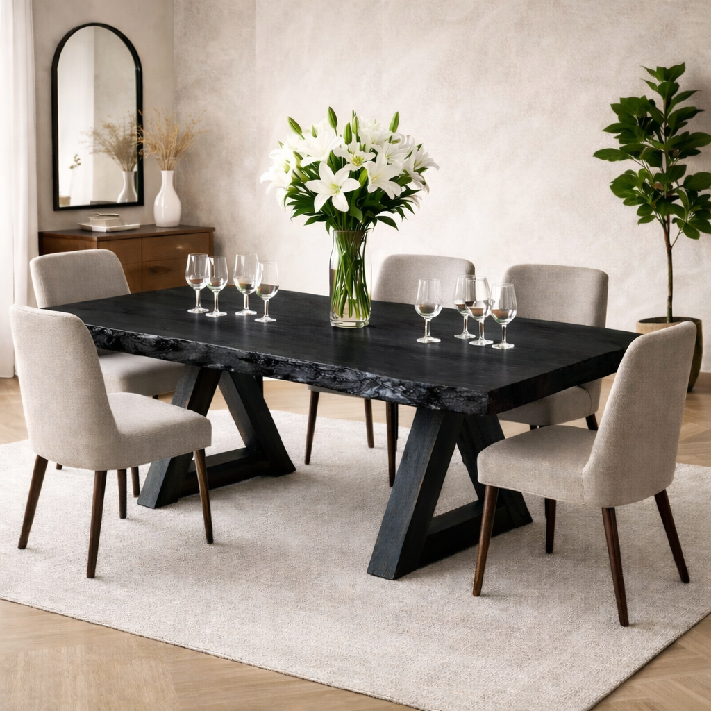 Handcrafted Solid Wood Live Edge Dining Table for Contemporary Homes