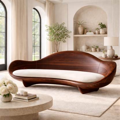 Solid Wood Designer Sofa Contemporary Sculptural Form