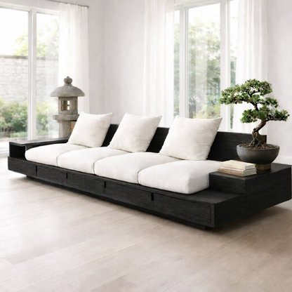 Solid Wood Platform Sofa with Storage