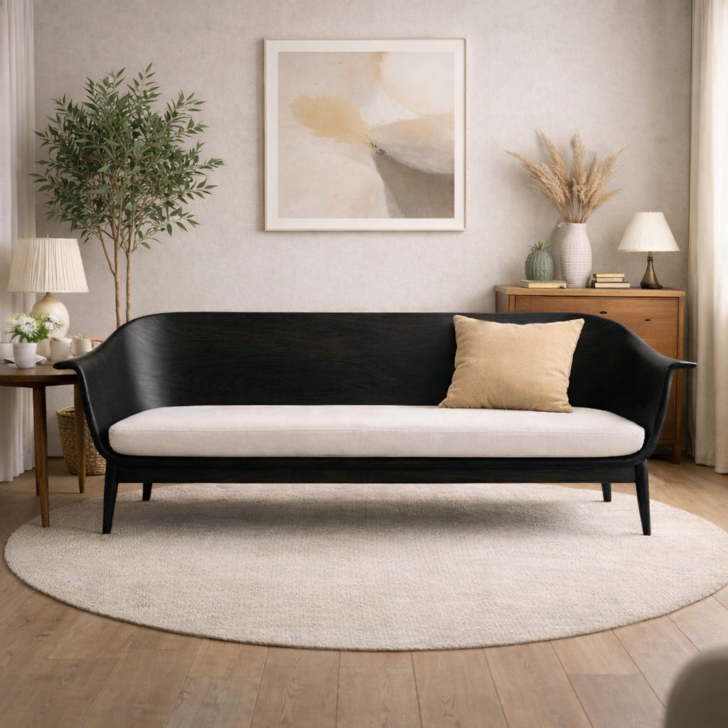 Handcrafted Mid-Century Solid Wood Statement Sofa
