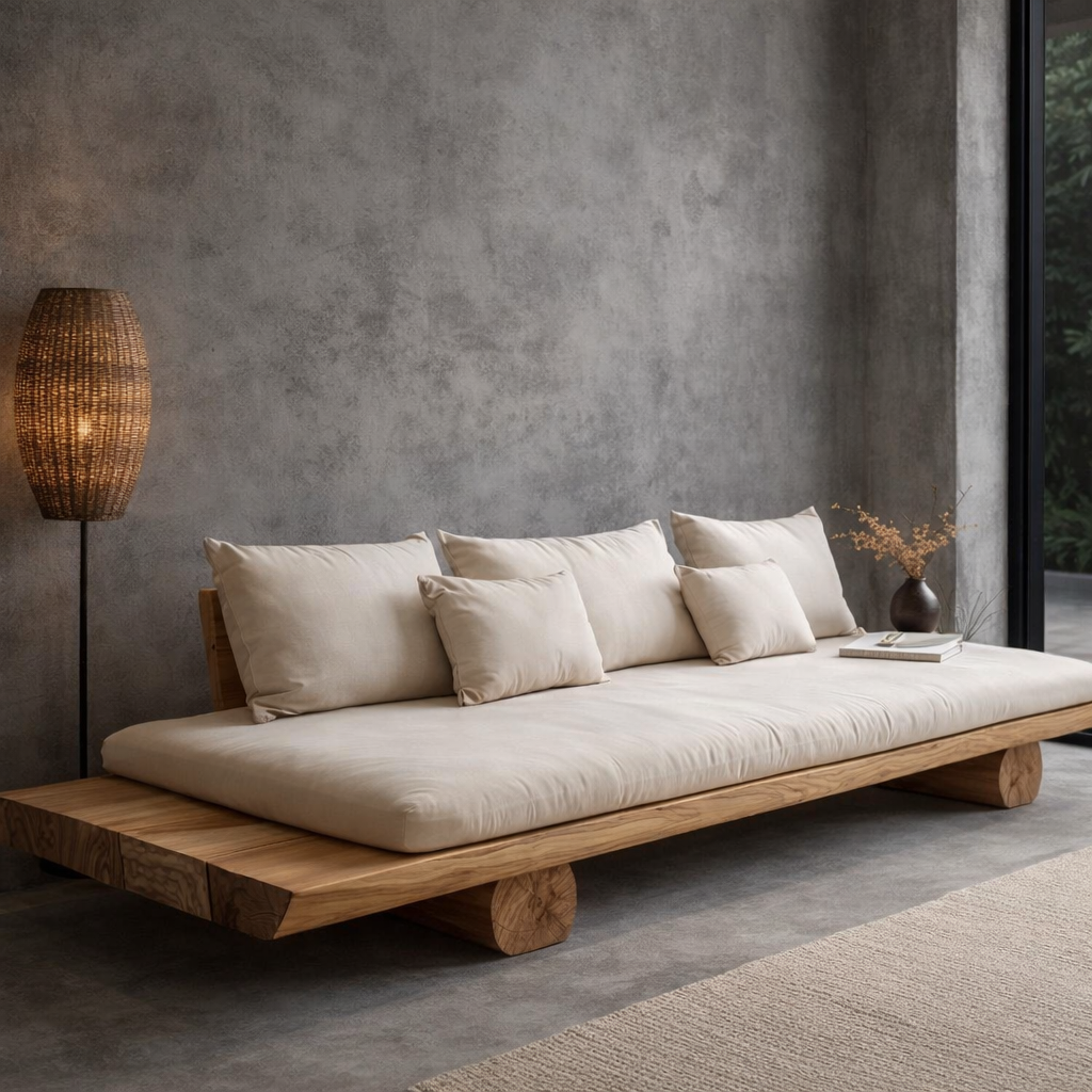 Minimalist Solid Wood Platform Daybed Sofa