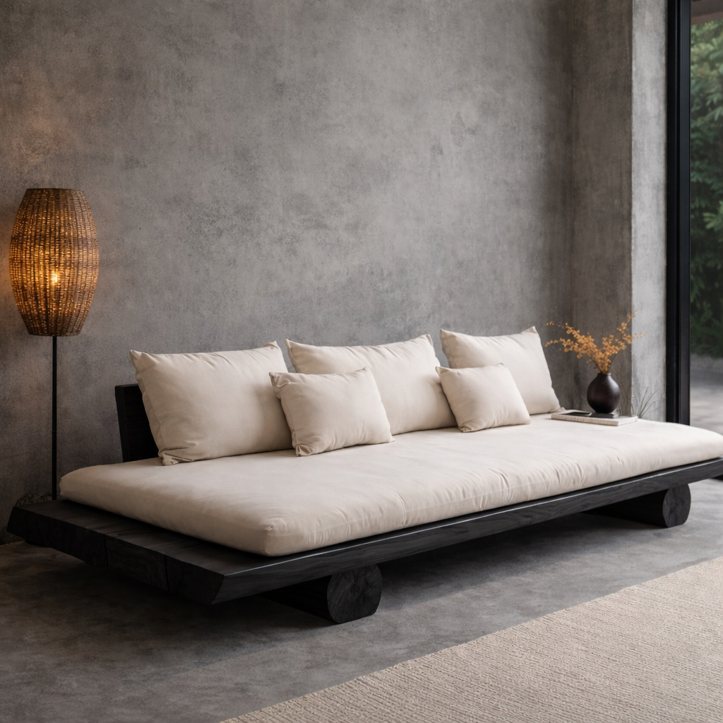 Minimalist Solid Wood Platform Daybed Sofa