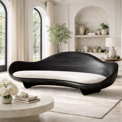 Solid Wood Designer Sofa Contemporary Sculptural Form