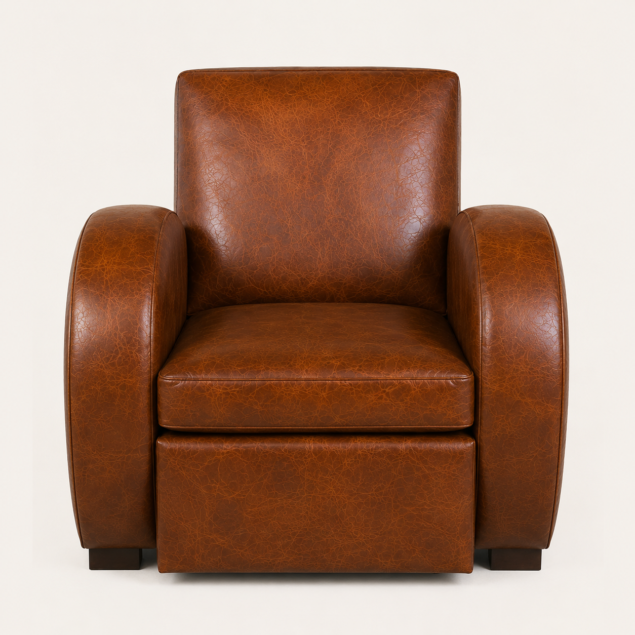 Vintage Art Deco Brown Antique Leather Club Chair