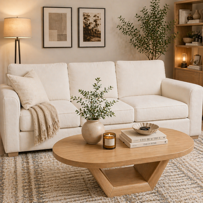 Solid Wood Coffee Table with Sculptural Base