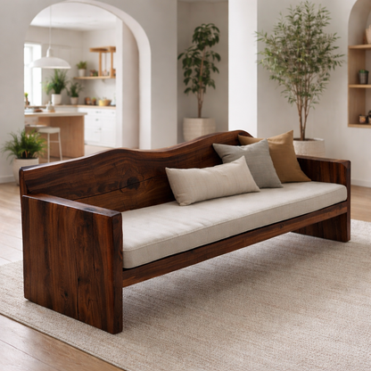 Solid Wood Sofa – Rustic Organic Modern Wooden Bench Sofa
