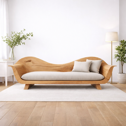 Live Edge Solid Wood Sofa – Sculptural Walnut Wooden Sofa