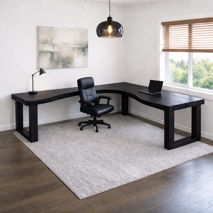 Live Edge Solid Wood L-Shaped Desk for Modern Home Office