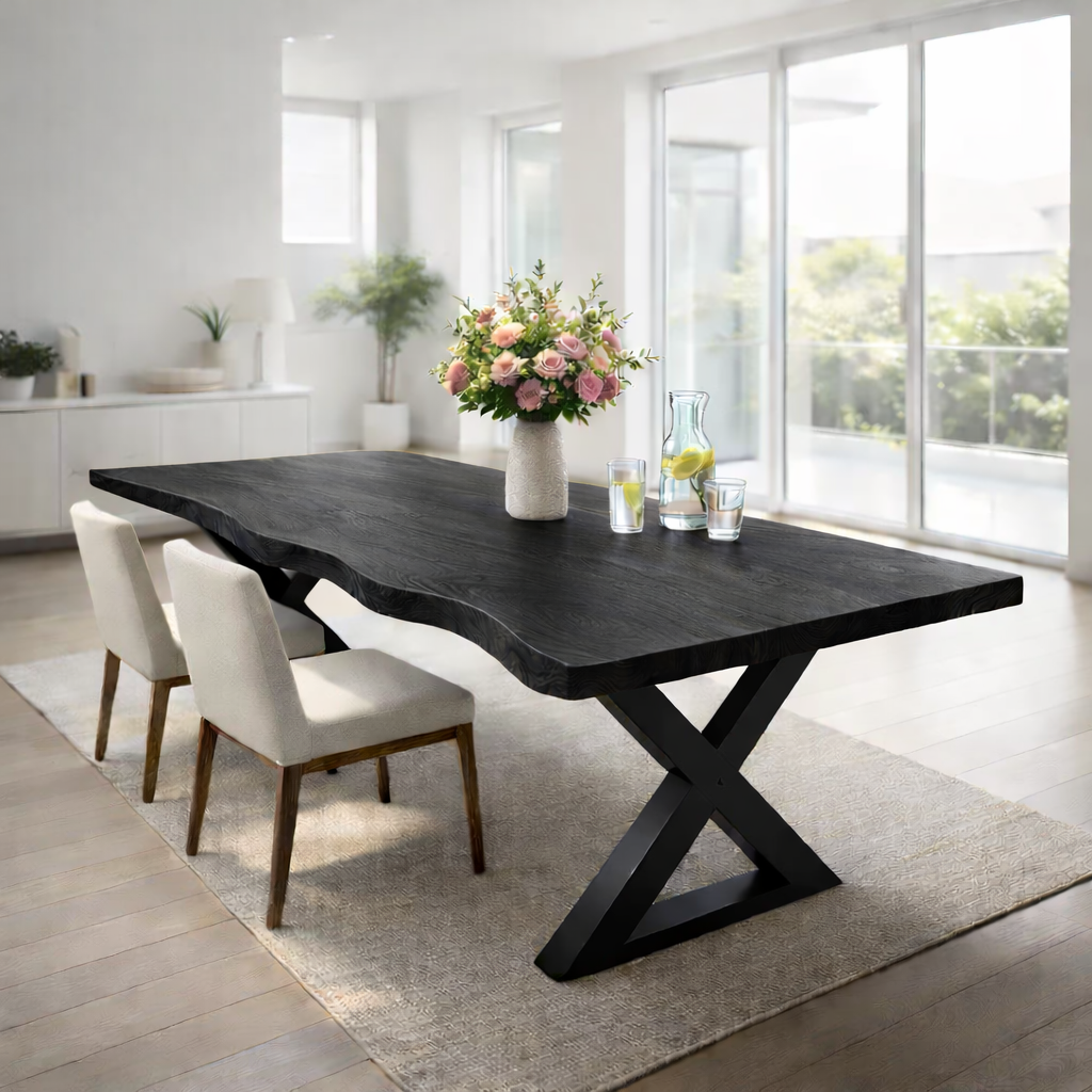 Modern Live Edge Dining Table with Metal Legs for Contemporary Interiors