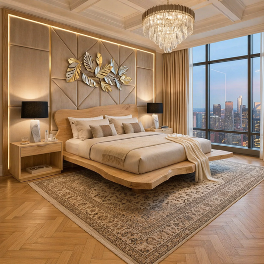 Handcrafted Live Edge Solid Wood Low Profile Platform Bed Frame, Organic Minimalist Furniture