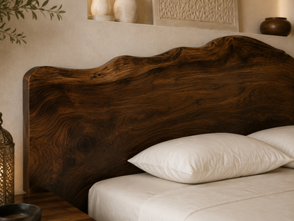Zahara Solid Walnut Live Edge Platform Bed.