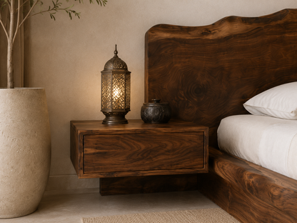Zahara Solid Walnut Live Edge Platform Bed.
