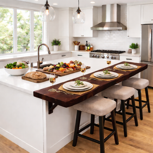 Solid Wood Kitchen Countertop Overhang – Live Edge Bar Top for Kitchen Island Kitchnce