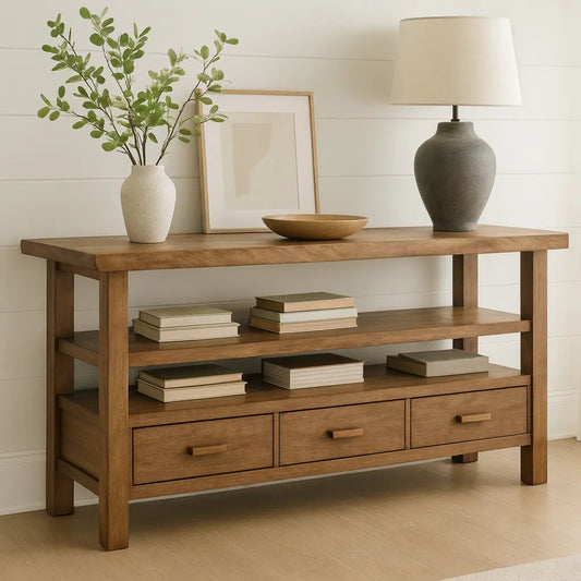 Handcrafted Solid Wood Console Table – Modern Rustic Elegance Kitchnce