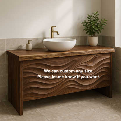 Solid Wood Bathroom Vanity with Sculpted Front & Modern Design