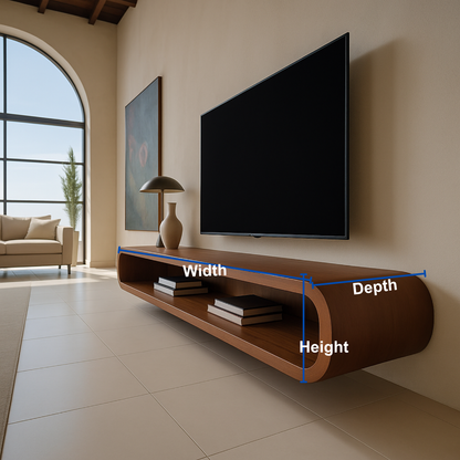 Modern Floating TV Stand Solid Wood – Sleek & Minimalist Design Kitchnce