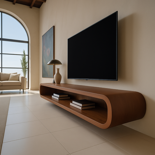 Modern Floating TV Stand Solid Wood – Sleek & Minimalist Design Kitchnce