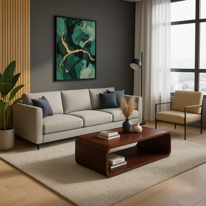 Solid Wood Coffee Table with Open Shelf – Modern Low Coffee Table for Living Room Kitchnce