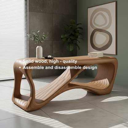 Handcrafted Sculptural Solid Wood Console Table – Contemporary Organic Flow Design for Modern Interiors Kitchnce