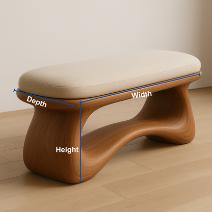 Handcrafted Sculptural Solid Wood Bench – Modern Organic Flow Design for Contemporary Interiors Kitchnce