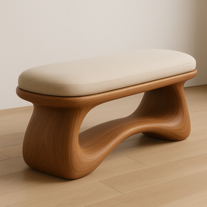 Handcrafted Sculptural Solid Wood Bench – Modern Organic Flow Design for Contemporary Interiors Kitchnce