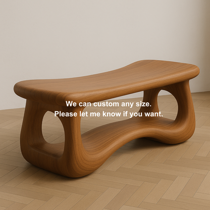 Handcrafted Sculptural Solid Wood Bench – Organic Flow Design for Modern Contemporary Spaces Kitchnce