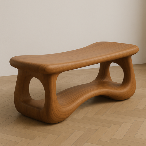 Handcrafted Sculptural Solid Wood Bench – Organic Flow Design for Modern Contemporary Spaces Kitchnce
