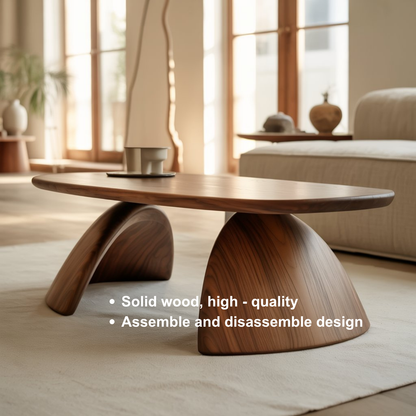 Handcrafted Sculptural Solid Wood Coffee Table – Dual Arch Base for Modern Organic Interiors Kitchnce