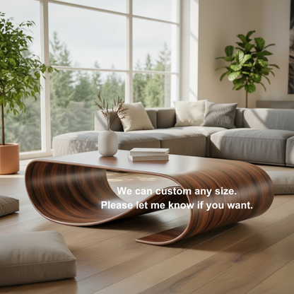Handcrafted Sculptural Solid Wood Coffee Table – Wave Flow Organic Design for Modern Living Spaces Kitchnce