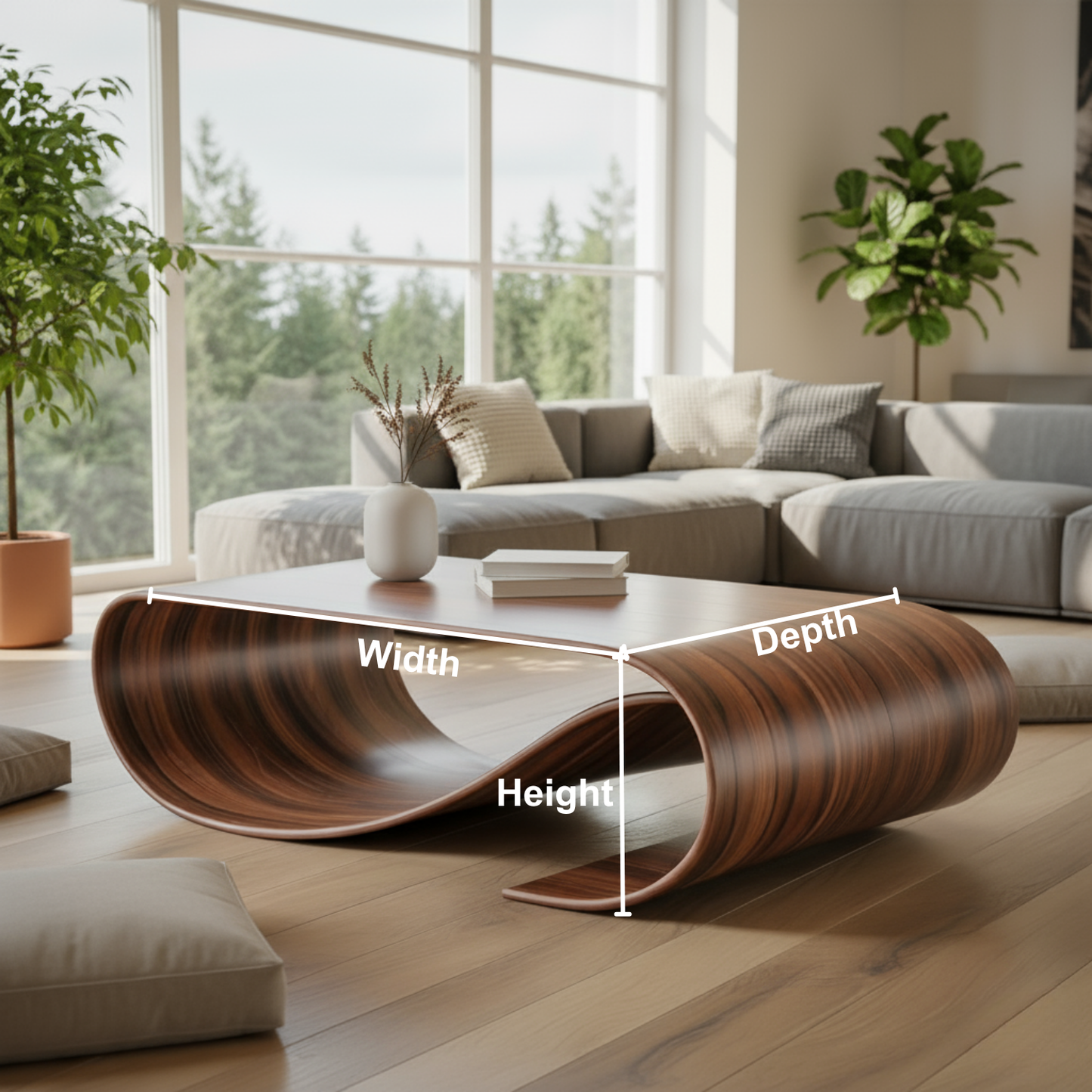 Handcrafted Sculptural Solid Wood Coffee Table – Wave Flow Organic Design for Modern Living Spaces Kitchnce