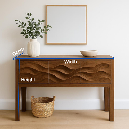Handcrafted Solid Wood Console Table – Sculptural Wave Design Entryway Table for Modern Interiors Kitchnce