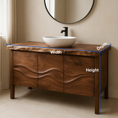 Handcrafted Solid Wood Bathroom Vanity – Live Edge Organic Wavefront Design Kitchnce