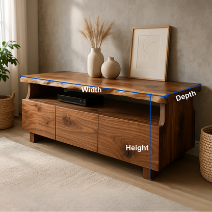 Handcrafted Solid Wood Live Edge TV Stand – Organic Modern Media Console Kitchnce